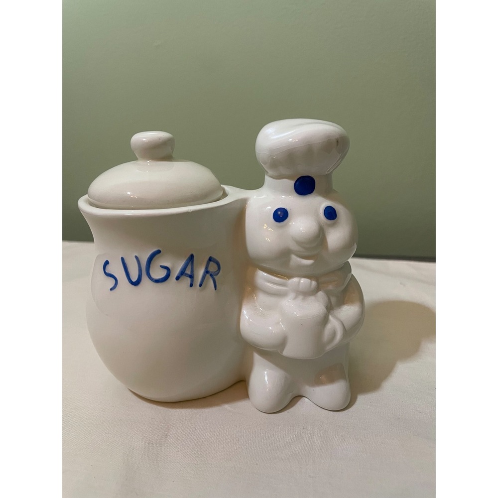 Vintage 1999 Pillsbury Doughboy Ceramic Sugar Bowl with Lid Benjamin & Medwin